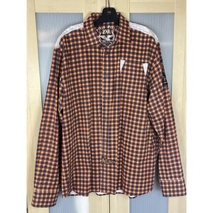 Pelle Pelle Shirt 2XL Plaid Orange Black Butchers Row Boxing Streetwear Casual